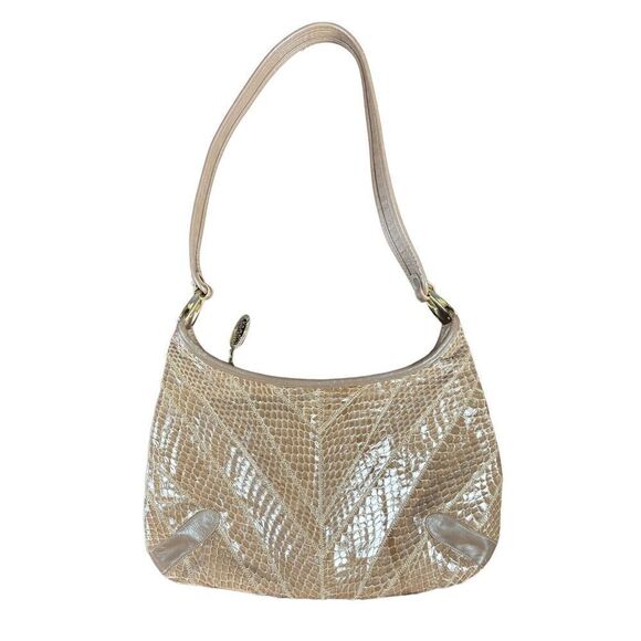 Vintage Venetto Purse Handbag Beige Leather Snake Skin Zip Closure Rare Classic - Picture 12 of 12